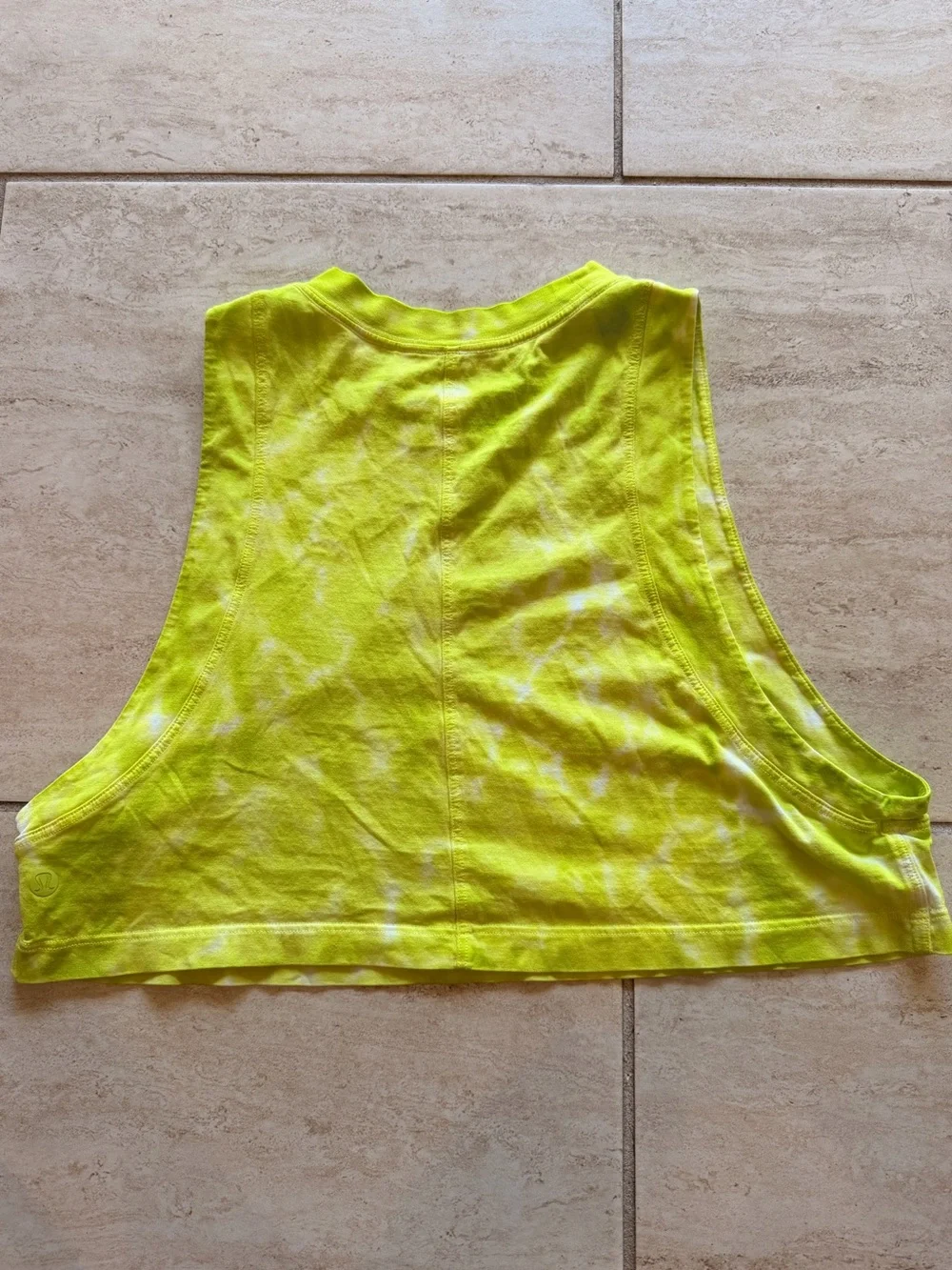 lululemon athletica Neon Yellow Tie-Dye Cropped Muscle Tank